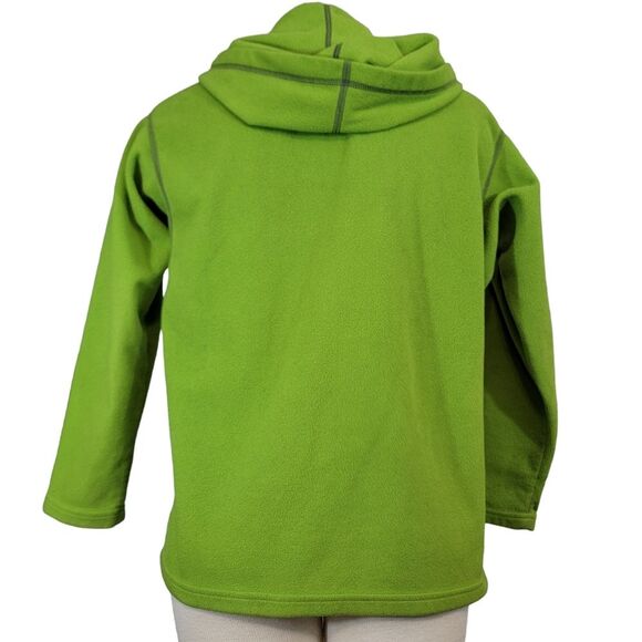 PATAGONIA Lime Green Pullover 1/4 Zip Hooded Fleece size Kids L - Picture 2 of 7